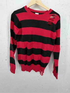 Spirit Halloween Freddy Krueger Teen Size Large Black Red Striped Sweater